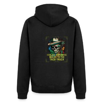 I Enjoy Romantic Walks To Taco Truck Taco Eater - Unisex Premium Bio Zip Hoodie - Schwarz - Hinten - Nico (187cm)