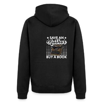 Schreibmaschine Schriftsteller Author Bücher - Unisex Premium Bio Zip Hoodie - Schwarz - Hinten - Nico (187cm)