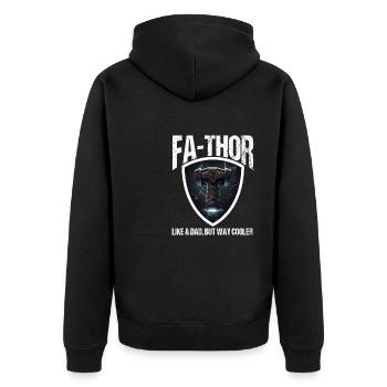 Papa Vathor Va Thor Vatertag Vatertagsgeschenk - Unisex Premium Bio Zip Hoodie - Schwarz - Hinten - Nico (187cm)