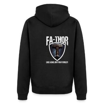 Papa Vathor Va Thor Vatertag Vatertagsgeschenk - Unisex Premium Bio Zip Hoodie - Schwarz - Hinten - Nico (187cm)