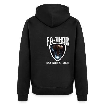 Papa Vathor Va Thor Vatertag Vatertagsgeschenk - Unisex Premium Bio Zip Hoodie - Schwarz - Hinten - Nico (187cm)