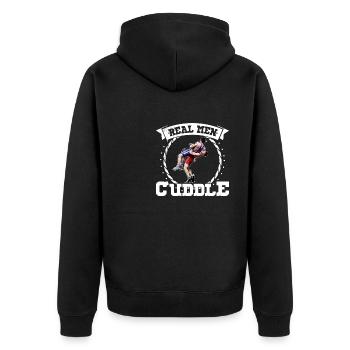 Wrestling Kampfkunst Wrestler Ringen Sport - Unisex Premium Bio Zip Hoodie - Schwarz - Hinten - Nico (187cm)