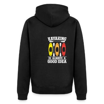 Kayaking is always a good idea - Unisex Premium Organic Zip Hoodie - black - Back - Nico (187cm)