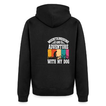 Mountainbiking and Adventure with Dog - Unisex Premium Organic Zip Hoodie - black - Back - Nico (187cm)