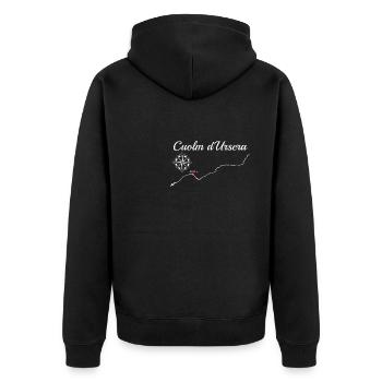 Cuolm D'Ursera Oberalppass Serpentinen - Unisex Premium Bio Zip Hoodie - Schwarz - Hinten - Nico (187cm)