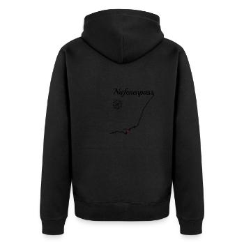 Nufenenpass-Serpentinen - Unisex Premium Bio Zip Hoodie - Schwarz - Hinten - Nico (187cm)