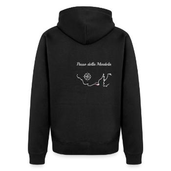 Passo Della Mendola Serpentiner - Unisex Premium Bio Zip Hoodie - Schwarz - Hinten - Nico (187cm)