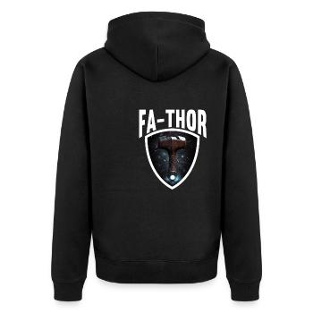 Papa Vathor Va Thor Vatertag Vatertagsgeschenk - Unisex Premium Bio Zip Hoodie - Schwarz - Hinten - Nico (187cm)