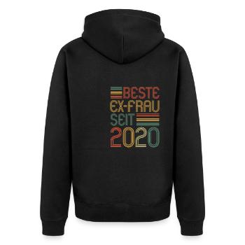 Weltbeste Ex-Frau seit 2020 Scheidungs - Unisex Premium Bio Zip Hoodie - Schwarz - Hinten - Nico (187cm)