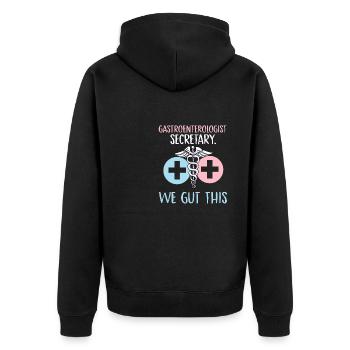 gastroenterologist secretary we gut this Design - Unisex Premium Organic Zip Hoodie - black - Back - Nico (187cm)