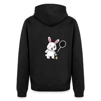 Hobby Sports Lapin jouant au badminton Shuttlecock - Veste à capuche bio Premium Unisexe - noir - Dos - Nico (187cm)