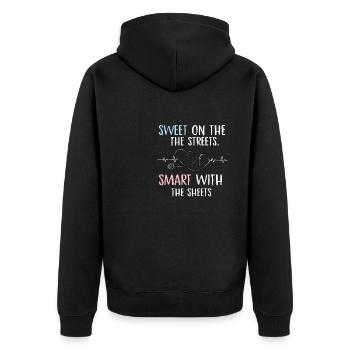 sweet on the streets smart with the sheets Design - Unisex Premium Organic Zip Hoodie - black - Back - Nico (187cm)