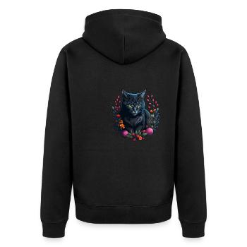 cute cat in easter & spring style cats - Unisex Premium Organic Zip Hoodie - black - Back - Nico (187cm)