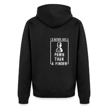 Lusitger Schachspieler Spruch I Schach - Unisex Premium Bio Zip Hoodie - Schwarz - Hinten - Nico (187cm)