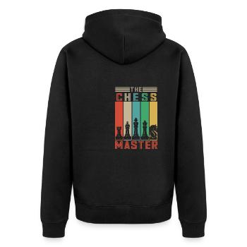 Lusitger Schachspieler Spruch I Schach - Unisex Premium Bio Zip Hoodie - Schwarz - Hinten - Nico (187cm)