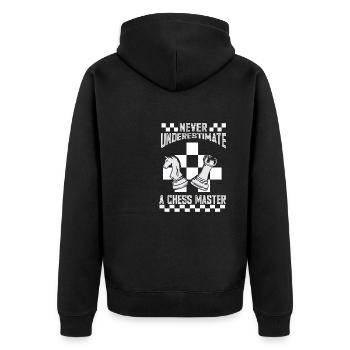 Lusitger Schachspieler Spruch I Schach - Unisex Premium Bio Zip Hoodie - Schwarz - Hinten - Nico (187cm)