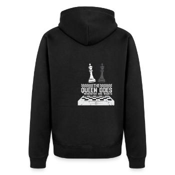 Lusitger Schachspieler Spruch I Schach - Unisex Premium Bio Zip Hoodie - Schwarz - Hinten - Nico (187cm)