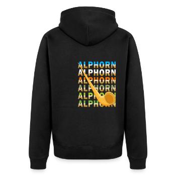 ALPHORN - Unisex Premium Bio Zip Hoodie - Schwarz - Hinten - Nico (187cm)