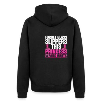 Forget Glass Slippers This Princess Wears Boots - Unisex Premium Organic Zip Hoodie - black - Back - Nico (187cm)