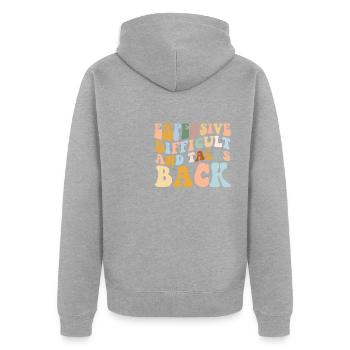 Expensive Difficult And Talks Back - Unisex Premium Organic Zip Hoodie - heather grey - Back - Nico (187cm)