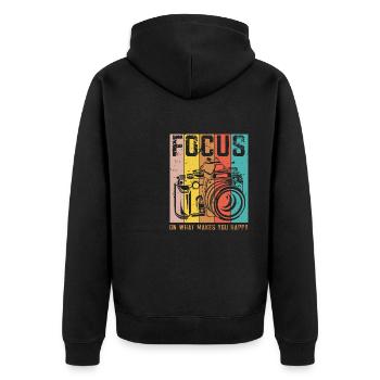 Fotografen Spruch Hobby Fotograf - Unisex Premium Bio Zip Hoodie - Schwarz - Hinten - Nico (187cm)