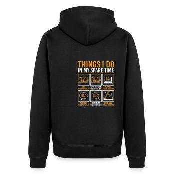 Things I Do In My Spare Time Theme Park Roller Coa - Unisex Premium Organic Zip Hoodie - black - Back - Nico (187cm)