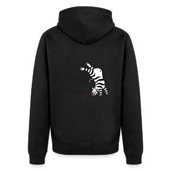 Kawaii Zebra Handstand Design - Unisex Premium Bio Zip Hoodie - Schwarz - Hinten - Nico (187cm)