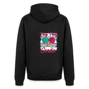 Lustiger Tischtennis Spruch Tischtennis - Unisex Premium Bio Zip Hoodie - Schwarz - Hinten - Nico (187cm)