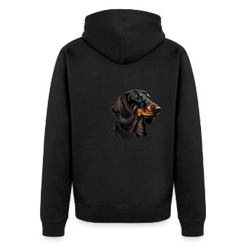 Rauhaardackel Dachshund Hund Hunde Welpe Dackel - Unisex Premium Bio Zip Hoodie - Schwarz - Hinten - Nico (187cm)