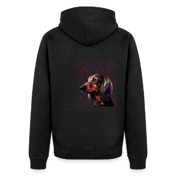 Rauhaardackel Dachshund Hund Hunde Welpe Dackel - Unisex Premium Bio Zip Hoodie - Schwarz - Hinten - Nico (187cm)