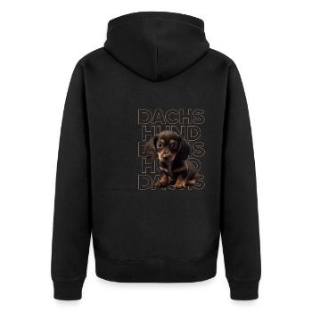 Rauhaardackel Dachshund Hund Hunde Welpe Dackel - Unisex Premium Bio Zip Hoodie - Schwarz - Hinten - Nico (187cm)