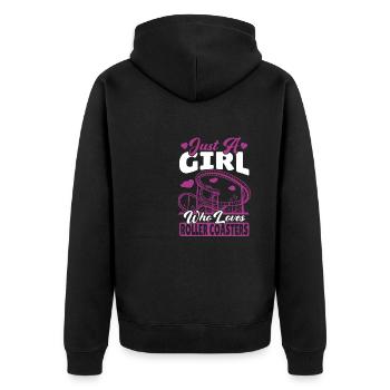 Girl Who Loves Roller Coasters Theme Park Vacances - Veste à capuche bio Premium Unisexe - noir - Dos - Nico (187cm)