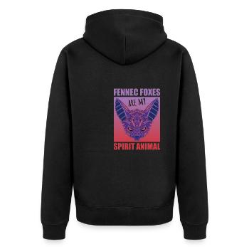 Cute Desert Fox Gift for Girls Kids - Unisex Premium Organic Zip Hoodie - black - Back - Nico (187cm)