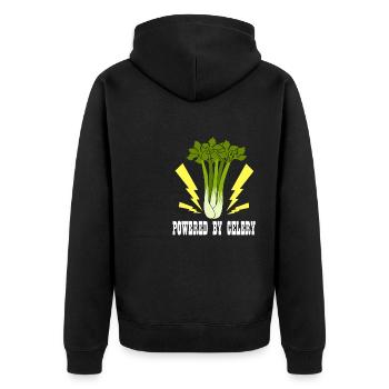 Bereitgestellt von Vegetables Ironic Leek Celery - Unisex Premium Bio Zip Hoodie - Schwarz - Hinten - Nico (187cm)