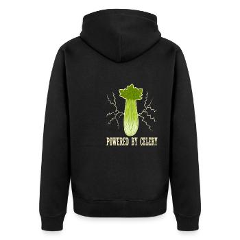 Angetrieben von Vegetables Sellerie Food Leek - Unisex Premium Bio Zip Hoodie - Schwarz - Hinten - Nico (187cm)