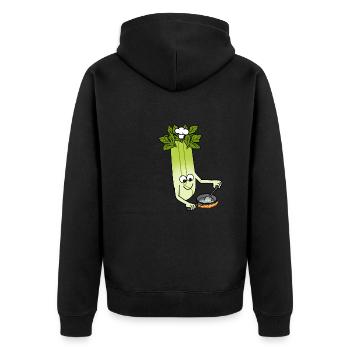 Celery Chef Ironic Cute Leek Vegetables - Unisex Premium Organic Zip Hoodie - black - Back - Nico (187cm)