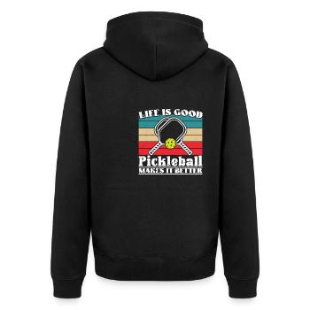 Le pickleball l’améliore - Veste à capuche bio Premium Unisexe - noir - Dos - Nico (187cm)
