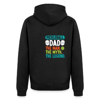 Pickleball Dad the Man - Unisex Premium Bio Zip Hoodie - Schwarz - Hinten - Nico (187cm)