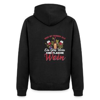 Wein trinken Weinfest Weinliebhaber Weinflasche - Unisex Premium Bio Zip Hoodie - Schwarz - Hinten - Nico (187cm)