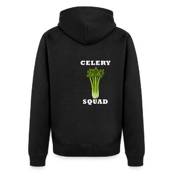 Celery Squad Gemüse Lauch Gesundes Essen - Unisex Premium Bio Zip Hoodie - Schwarz - Hinten - Nico (187cm)