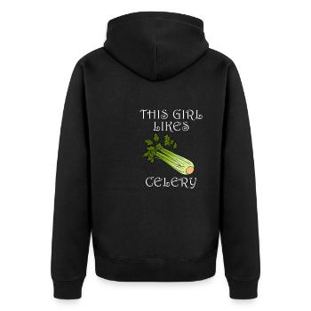 Une fille aime le céleri, les légumes, les - Veste à capuche bio Premium Unisexe - noir - Dos - Nico (187cm)