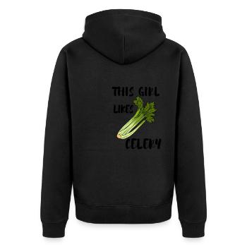 Gesundes Essen Ironisches Zitat Sellerie Lover - Unisex Premium Bio Zip Hoodie - Schwarz - Hinten - Nico (187cm)
