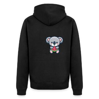 Le koala sucré mange de la pastèque rouge - Veste à capuche bio Premium Unisexe - noir - Dos - Nico (187cm)