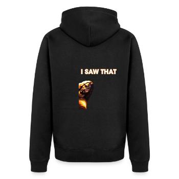 Funny God Christian Quote I Jesus Meme I Saw That - Unisex Premium Organic Zip Hoodie - black - Back - Nico (187cm)