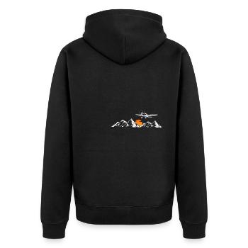 Flugzeug Design Natur fliegen - Unisex Premium Bio Zip Hoodie - Schwarz - Hinten - Nico (187cm)