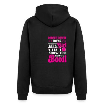 Move over Boys lik a Girl vous montrer comment jouer au bowling - Veste à capuche bio Premium Unisexe - noir - Dos - Nico (187cm)