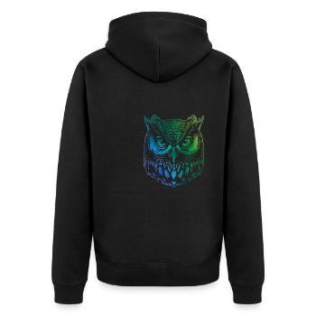 Art coloré, oiseaux, hiboux, animaux de la forêt - Veste à capuche bio Premium Unisexe - noir - Dos - Nico (187cm)