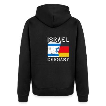 Israel Deutschland Herkunft National Flagge - Unisex Premium Bio Zip Hoodie - Schwarz - Hinten - Nico (187cm)