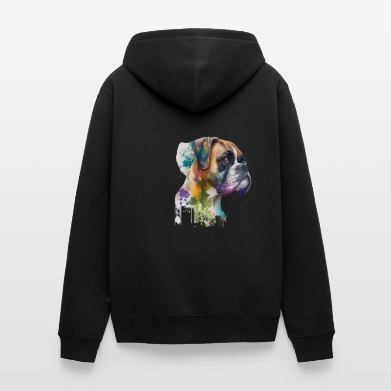 Deutscher Boxer Hund Wasserfarbe Design Unisex Premium Bio Zip Hoodie
