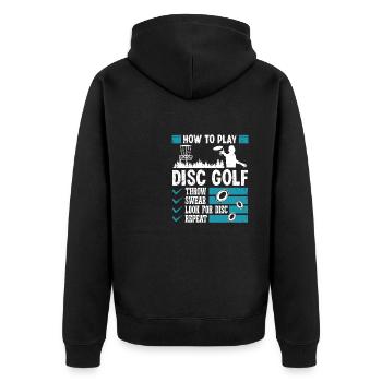 How to play Disc Golf - Unisex Premium Organic Zip Hoodie - black - Back - Nico (187cm)